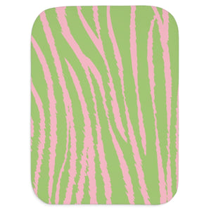 soft sherpa blanket with 'Pink & Green Tiger Print' design