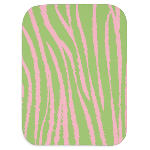Pink and Green Tiger Print Sherpa Baby Blanket