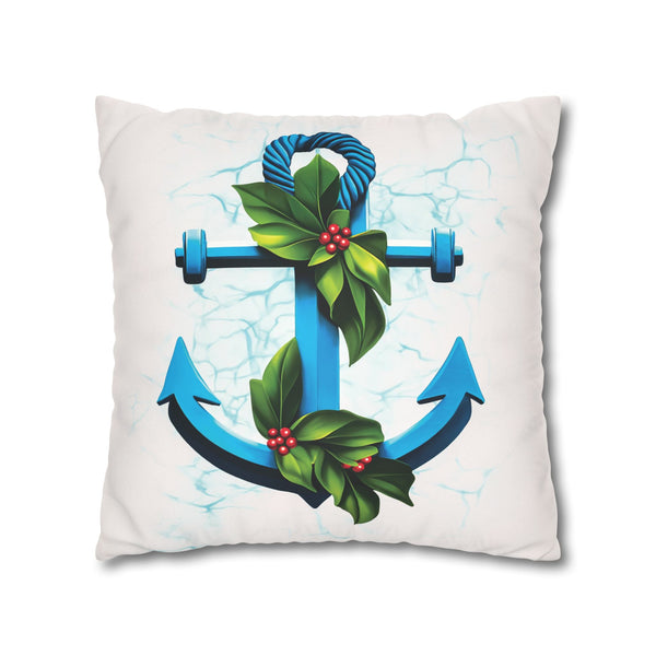 Coastal Christmas Nautical Faux Suede Pillow Cover