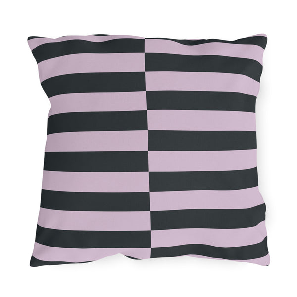 Grey Lilac Striped Indoor Outdoor Throw Pillow