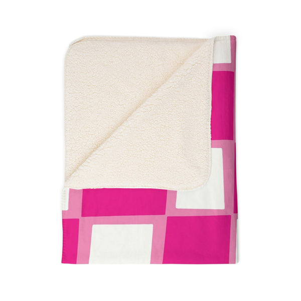 Checkered Pink Whimsical Sherpa Throw