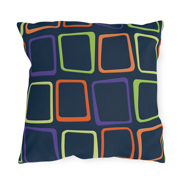 Mid-Century Modern Blue Indoor Outdoor Throw Pillow