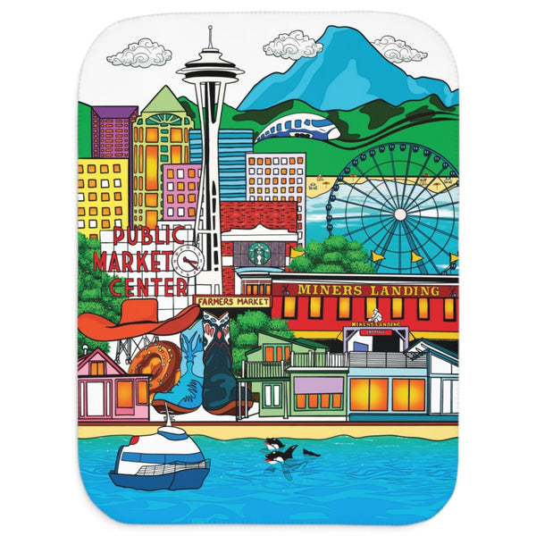 Whimsical Seattle Sherpa Baby Blanket