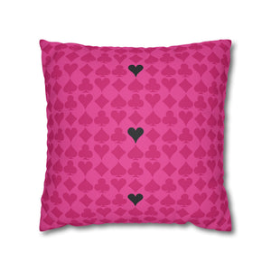throw pillow with 'Pink & Black Card Deck Cover' design