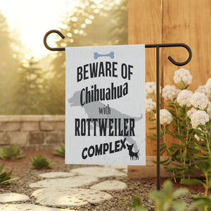 Garden flag with 'Beware of Chihuahua Dog Lovers Funny' design