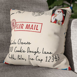 throw pillow with 'Cute Santa Mail Reversible Christmas Cover' design