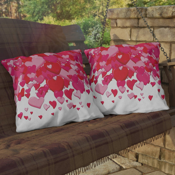 Lot's of Love Pink Hearts Indoor Outdoor Throw Pillow