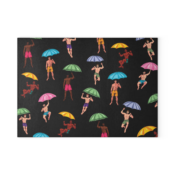 It's Raining Men Glass Cutting Board