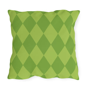 Reversible Green Spring Harlequin Outdoor Pillow