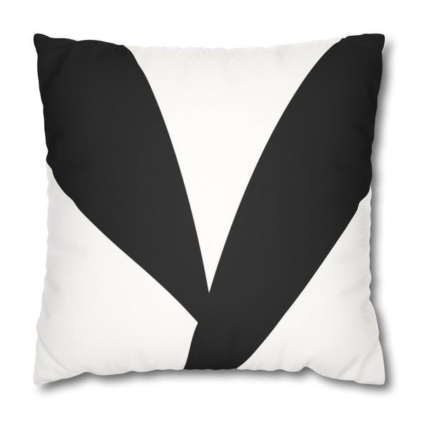 Black & White Neckline Faux Suede Pillow Cover