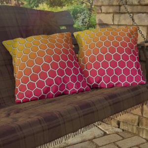 throw pillow with 'Honeycomb Rainbow Spring Outdoor' design