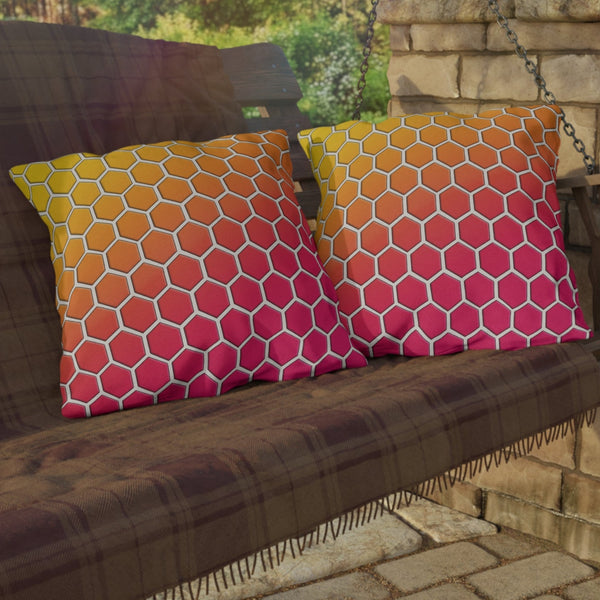 Honeycomb Rainbow Spring Outdoor Throw Pillow