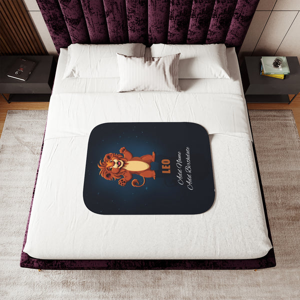 Personalized Leo Zodiac Sherpa Baby Blanket