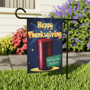 Garden flag with 'Retro Canned Cranberry Funny Thanksgiving' design