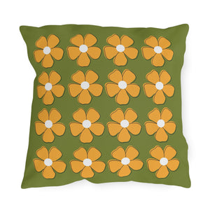 throw pillow with 'Green & Yellow Floral Spring' design