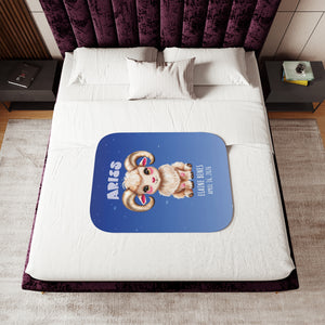 Soft sherpa blanket with 'Personalized Aries Zodiac | Custom Gift' design