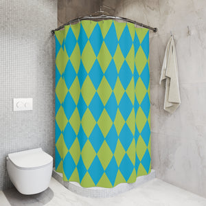 Harlequin Blue Green Bath Shower Curtain