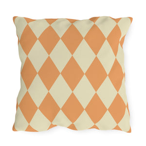 Reversible Orange Harlequin Indoor Outdoor Pillow