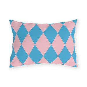 Reversible Blue Pink Harlequin Indoor Outdoor Pillow