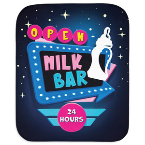 soft sherpa blanket with 'Milk Bar Retro' design