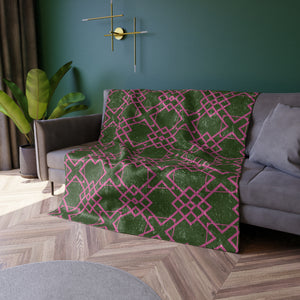 Green & Pink Geometric Decorative Throw Blanket
