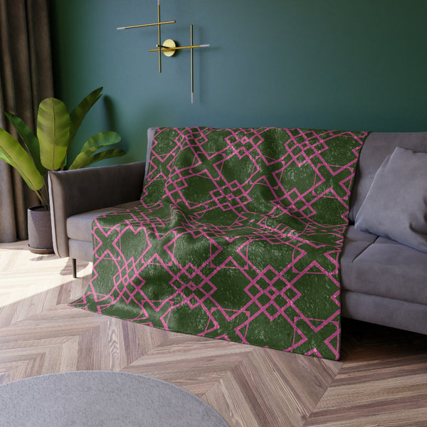 Green & Pink Geometric Decorative Throw Blanket