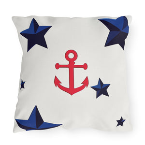 throw pillow with 'Nautical Patriotic Decor Outdoor Indoor' design