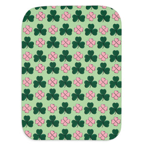 Lucky Shamrocks Pink & Green Sherpa Baby Blanket