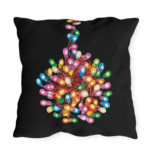 throw pillow with 'Tangled Lights Funny Christmas' design