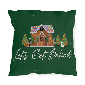 throw pillow with 'Christmas Patio' design