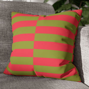 Red and Green Striped Christmas Pillow Cover