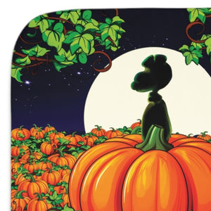 Soft sherpa blanket with 'Great Pumpkin Halloween | Newborn & Toddler' design