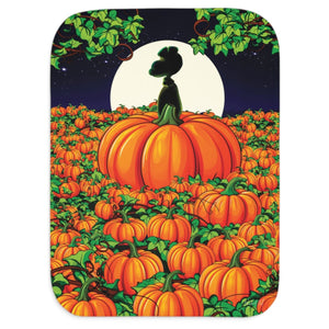Soft sherpa blanket with 'Great Pumpkin Halloween | Newborn & Toddler' design