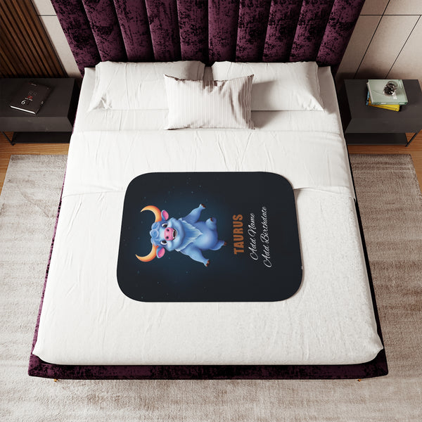 Personalized Taurus Zodiac Sherpa Baby Blanket