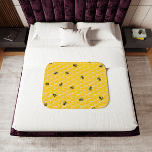 Soft sherpa blanket with 'Honey Bee Print | Newborn Gift' design