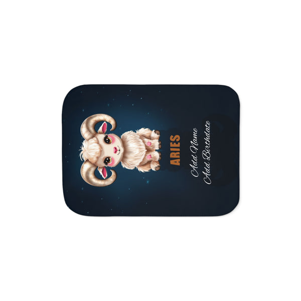 Personalized Zodiac Aries Sherpa Baby Blanket