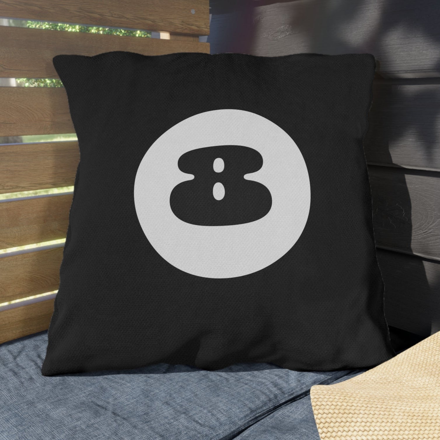 black 8 ball pillow outdoor decor game room