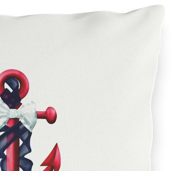 Patriotic Red Nautical Anchor Outdoor Indoor Accent Pillow