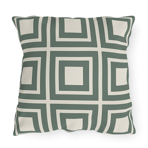 Green & Ivory Modern Indoor Outdoor Throw Pillow