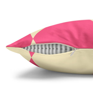Reversible Pink Harlequin Pillow Cover
