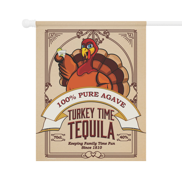 Turkey Time Tequila Funny Thanksgiving Yard Flag