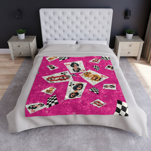 Card Deck Queens Pink Decorative Throw Blanket