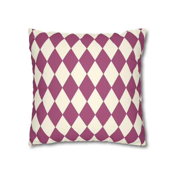 Pink & Ivory Harlequin Reversible Throw Pillow Cover