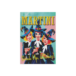 Garden flag with 'Drink Up Witches Vintage Retro Halloween' design