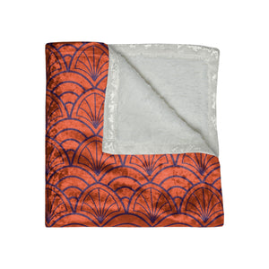 Soft sherpa blanket with 'Art Deco Orange Purple Decorative Throw' design