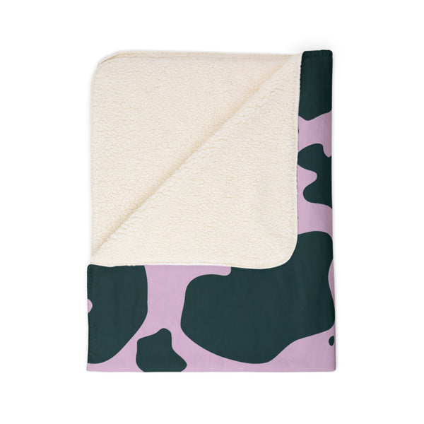 Lavender Blue Green Animal Print Plush Sherpa Throw Blanket