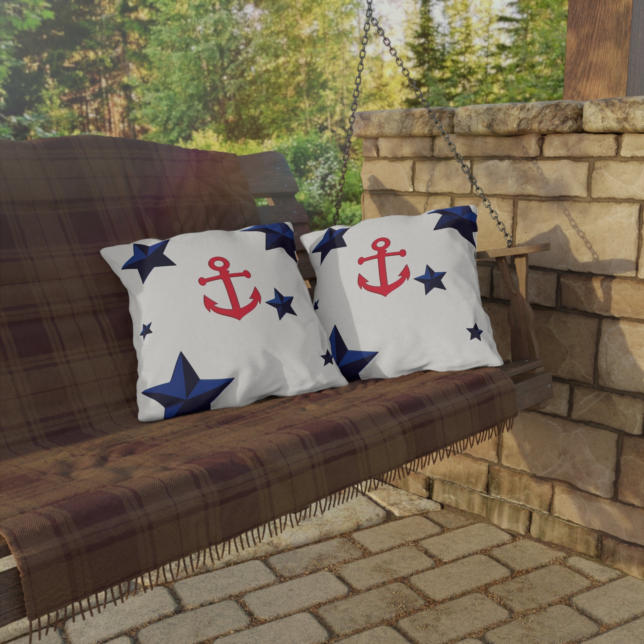 Nautical Patriotic Decor Outdoor Indoor Accent Pillow