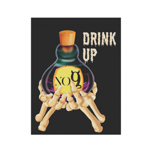 Garden flag with 'Drink Up Love Potion Skeleton Halloween' design