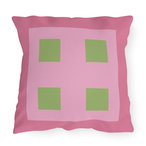 Pastel Pops Pink Green Outdoor Throw Pillow