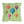 A square throw pillow featuring a colorful illustration of hanging Christmas ornaments on a light green background.
